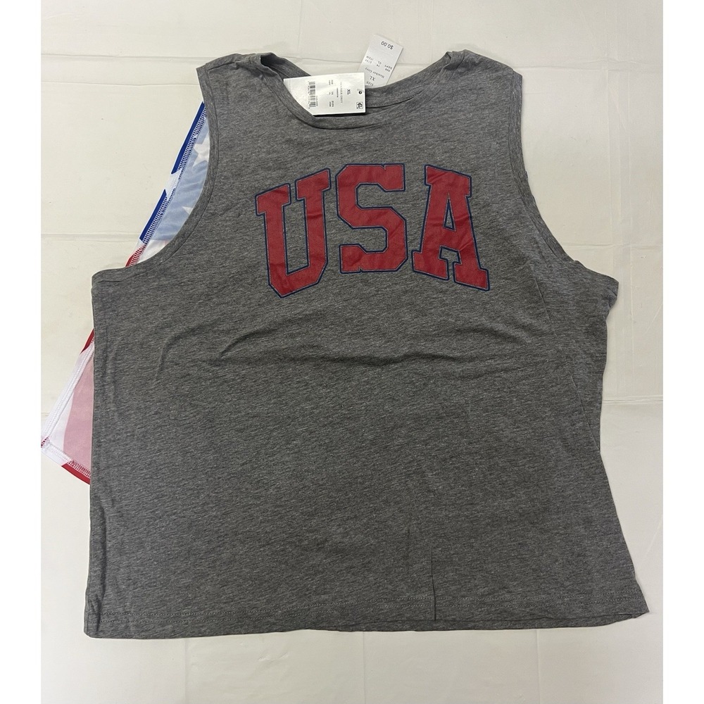 Fifth Sun Patriotic Sleeveless T-shirt Gray Detachable American Flag On The Back
